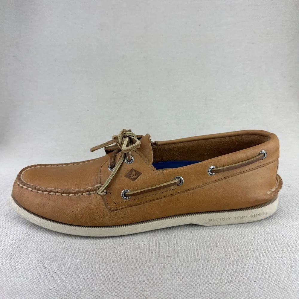 Sperry Top-Sider Mens Authentic Original 2-Eye Boat Shoes Tan Leather 10.5 M